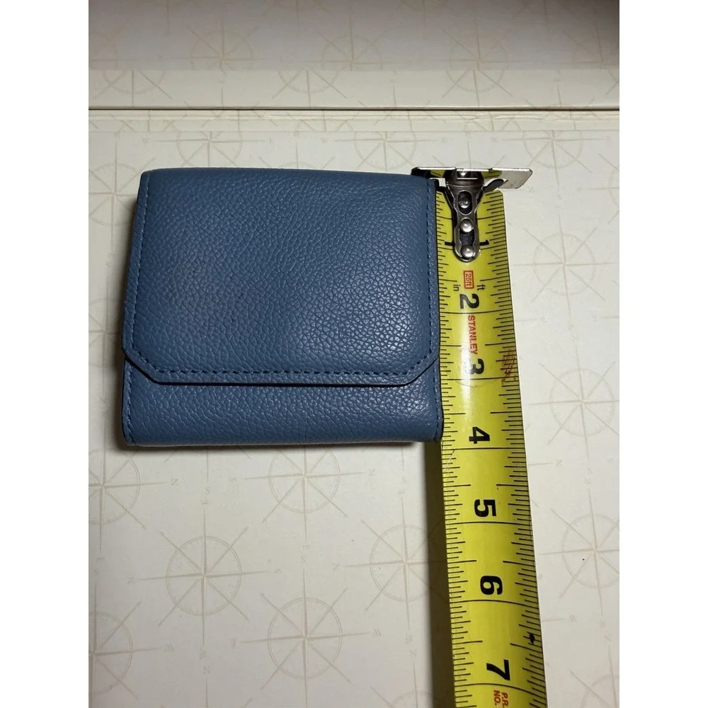 MICHAEL KORS HAYES Trifold Coin Blue Pebble Leather Wallet